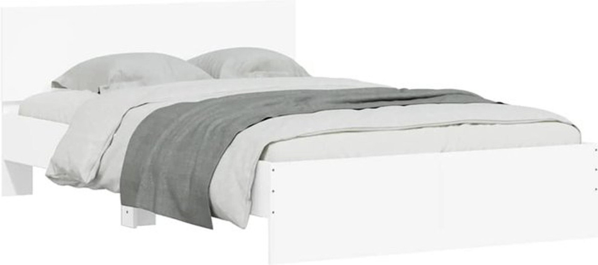 Modernes Bettgestell mit Kopfteil und LED-Beleuchtung von Vidaxl in Weiß, B/T: 140 x 190 cm - Bild 1