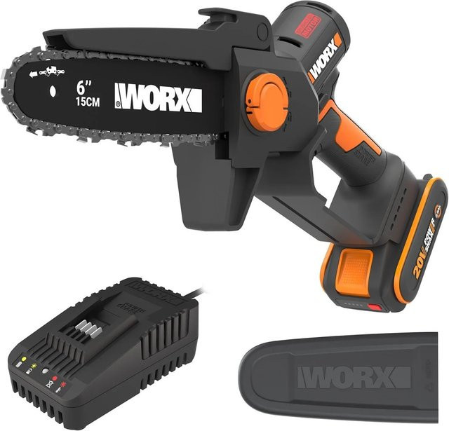Worx Einhand-Astsäge WG327E 20 V Akku-Astsäge in Schwarz-Orange mit Worx Powershare - Bild 1
