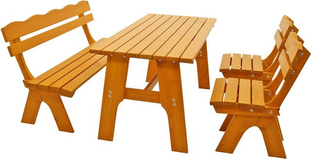 DEGAMO Gartenmöbel Garnitur FREITAL 4-teilig aus Kiefer Massivholz in Braun, Breite: 150 cm - Bild 1