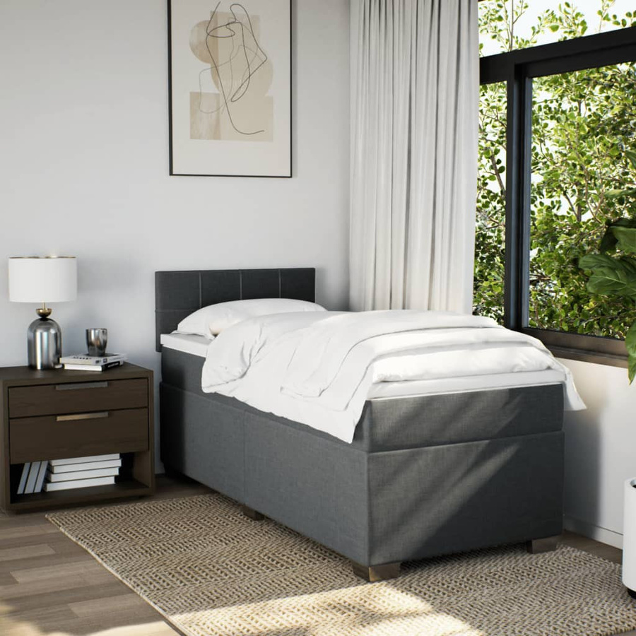 vidaXL Boxspringbett mit Matratze Dunkelgrau B/T/H: 100 x 200 x 100,5 cm - Bild 3