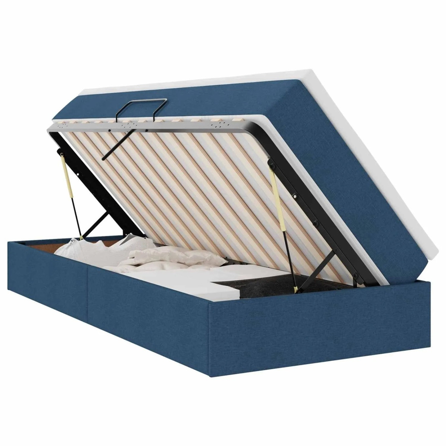 vidaXL Aufbewahrungsbett mit Matratze in Blau, modernes Hybridbett mit Lift-up-Funktion, B/T/H: 100 x 200 x 48,5 cm - Bild 2
