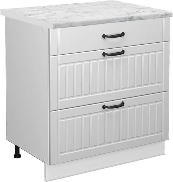 Vicco Küchenunterschrank Fame-Line in Weiß im Landhausstil mit 3 Schubladen und Soft-Close-Funktion, B/T/H: 80 x 60 x 82 cm - Bild 1