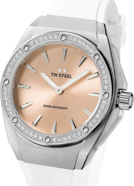 TW Steel Damenuhr, Quarz, Edelstahl, Rosa, 38 mm, Silikon, 10 ATM - Bild 1