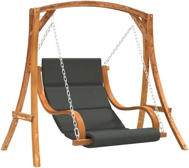 vidaXL Hollywoodschaukel aus massivem Fichtenholz mit Teak-Finish und Auflagen in Anthrazit - Bild 1