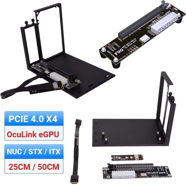 ADT-Link F9G-BK7 EGPU Oculink GPU Dock PCIe 4.0 x4 Externer Grafikarten-Adapter für Notebook und Laptop, Schwarz - Bild 1