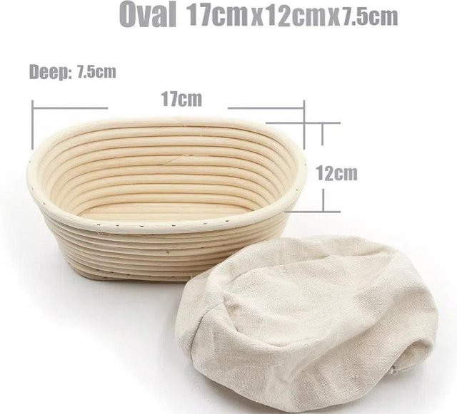 Hejun Gärkorb Banneton aus Weide und Rattan in Beige, oval, B/T/H: 17 x 12 x 7,5 cm - Bild 1