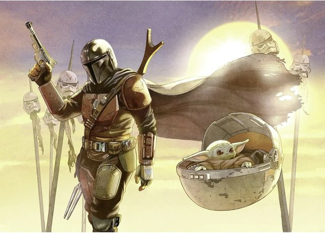 Komar Vlies Fototapete Star Wars The Mandalorian And Grogu Mission Mehrfarbig - Bild 1