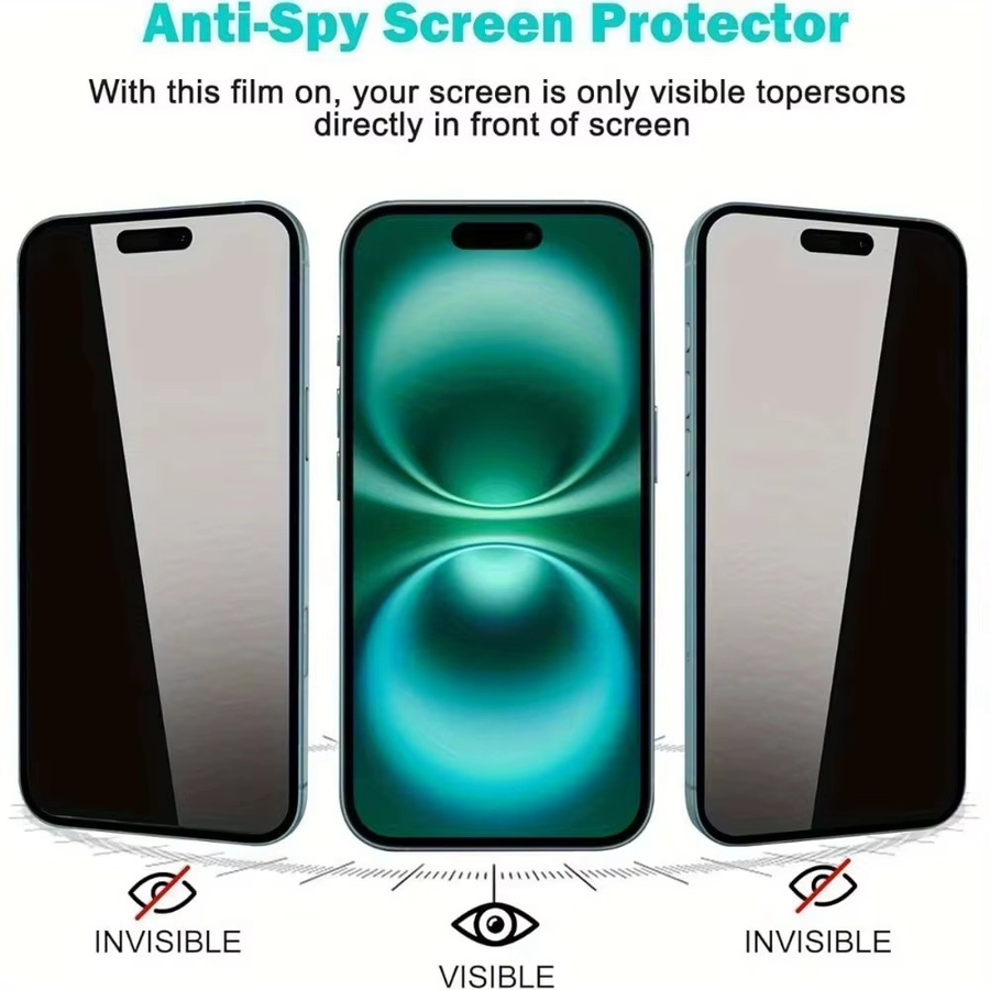 Sichtschutz-Displayschutzfolie aus gehärtetem Glas für Apple iPhone 18 Pro Max, 17 Pro Max, 16, 15, 14, 13, 12, 11 und weitere Modelle, transparent - Bild 2