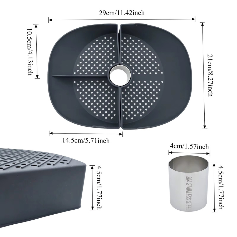 Geteilte Silikon-Dämpfschale für Monsieur Cuisine Connect Smart Trend, 2-teiliger Dämpfeinsatz mit Edelstahlring, Grau - Bild 7