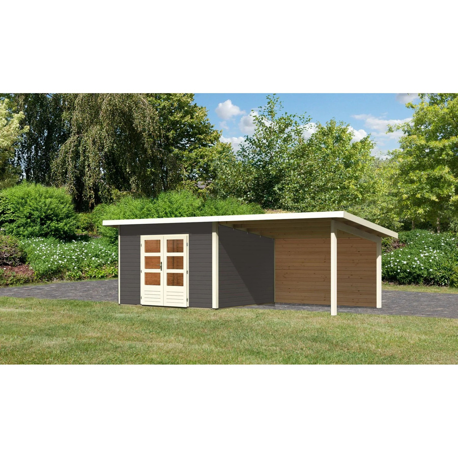 Karibu Holz-Gartenhaus Karlskoga Pultdach in Terragrau lackiert B/T: 305 x 305 cm - Bild 2