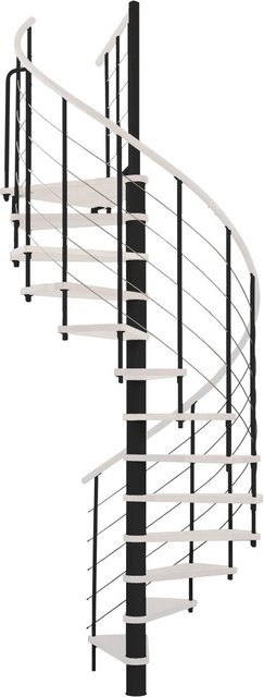 Minka Spindeltreppe Venezia in Weiß und Schwarz mit Holzoptik, Durchmesser: 120 cm, für eine Raumhöhe bis 305 cm - Bild 1