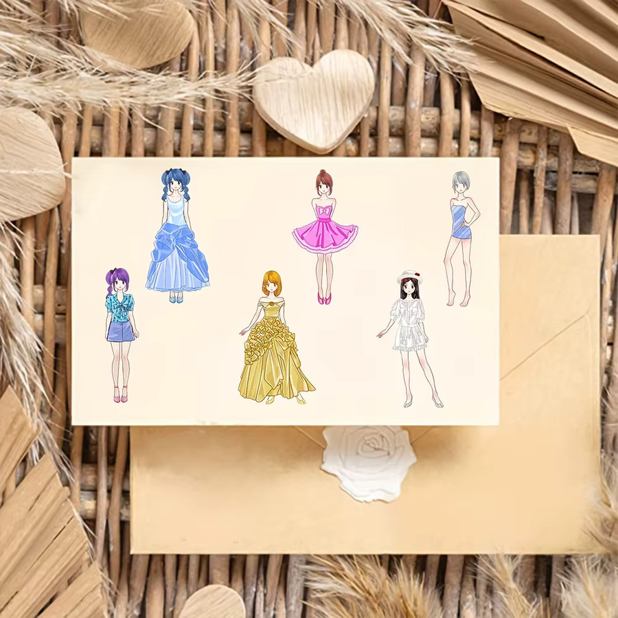 8 Stück Prinzessinnen-Kostüm Aufkleber Set im Harajuku Stil für Laptop, Handy und Gepäck, Multicolour - Bild 2