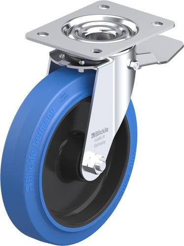 Blickle Lenkrolle LE-POEV 200R-ST-SB mit Feststeller in Blau und Schwarz, Rad-Durchmesser: 20 cm, Tragfähigkeit: 300 kg - Bild 1