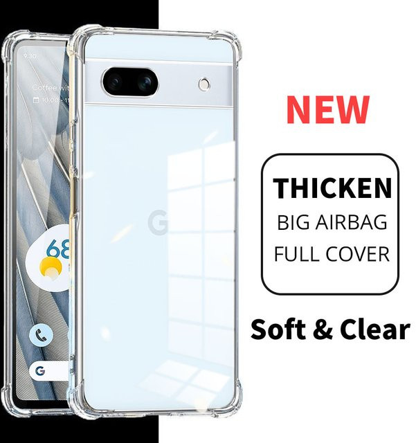 Stoßfeste Airbag-Schutzhülle aus transparentem TPU-Silikon für Google Pixel 7, 8 Pro, 6A, 8A und 7A - Bild 1