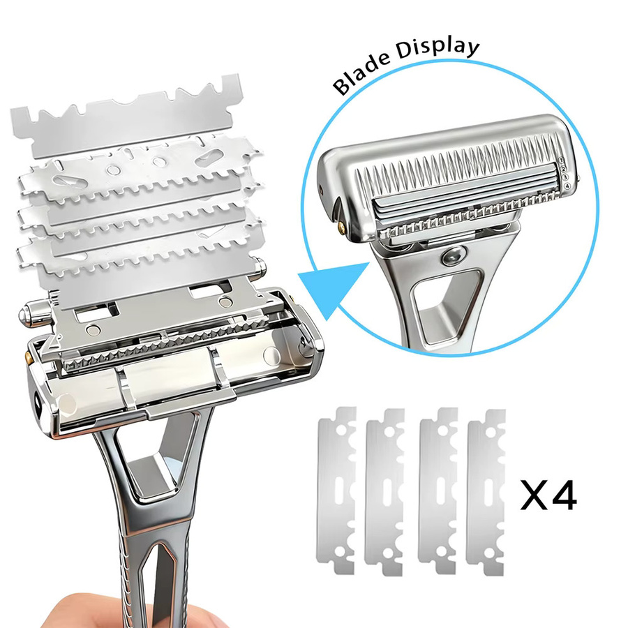 Shavcooo GP600 Glide 6.0 Pro Sicherheitsrasierer für Herren, Edelstahl - Bild 2