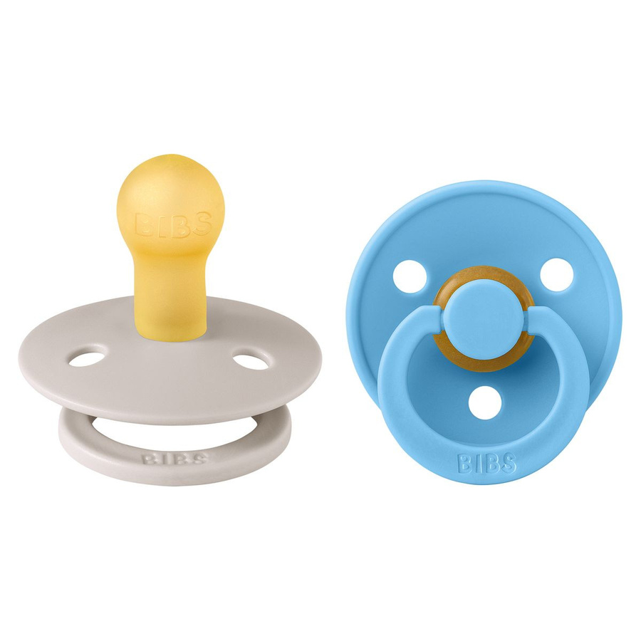 BIBS Schnuller Colour 2er Pack Mushroom / Breeze Gr. 0-6 Monate aus Latex in Beige und Blau - Bild 1