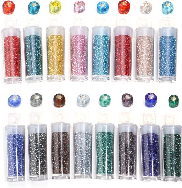 Glas Rocailles Perlen, farbig, rund, 2 mm, Silber - Bild 1