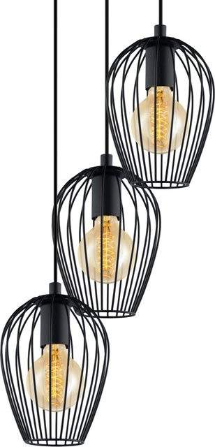 Eglo Pendelleuchte Newtown 3-flammig Schwarz aus Stahl mit E27 Fassung, Durchmesser: 38 cm - Bild 1
