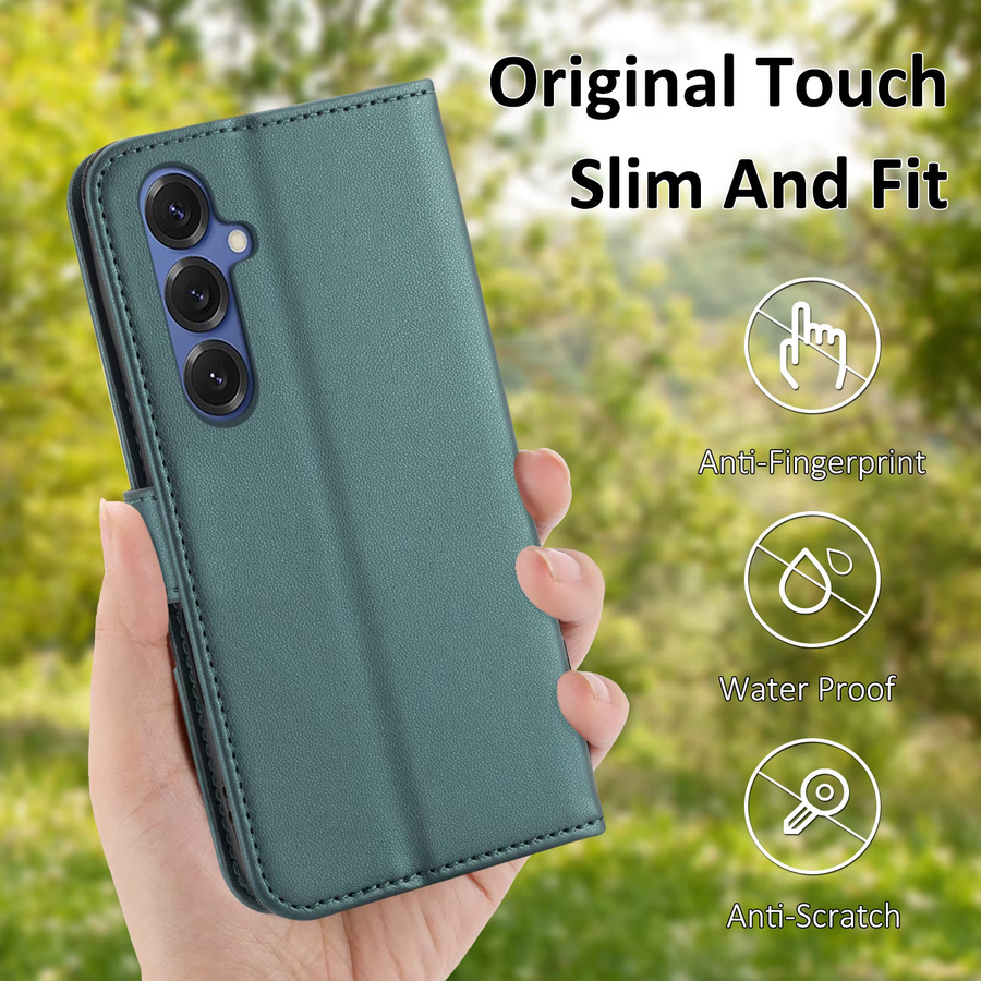 Samsung Flip Wallet Schutzhülle aus Kunstleder mit Kartenfach für S26 S25 S24 S23 S22 S21 S20 Fe in Schwarz und Grün - Bild 4