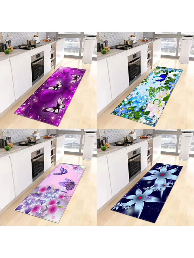VIKAMA Teppich mit buntem Schmetterlings-Motiv in Multicolour für Küche, Flur und Eingangsbereich - Bild 2
