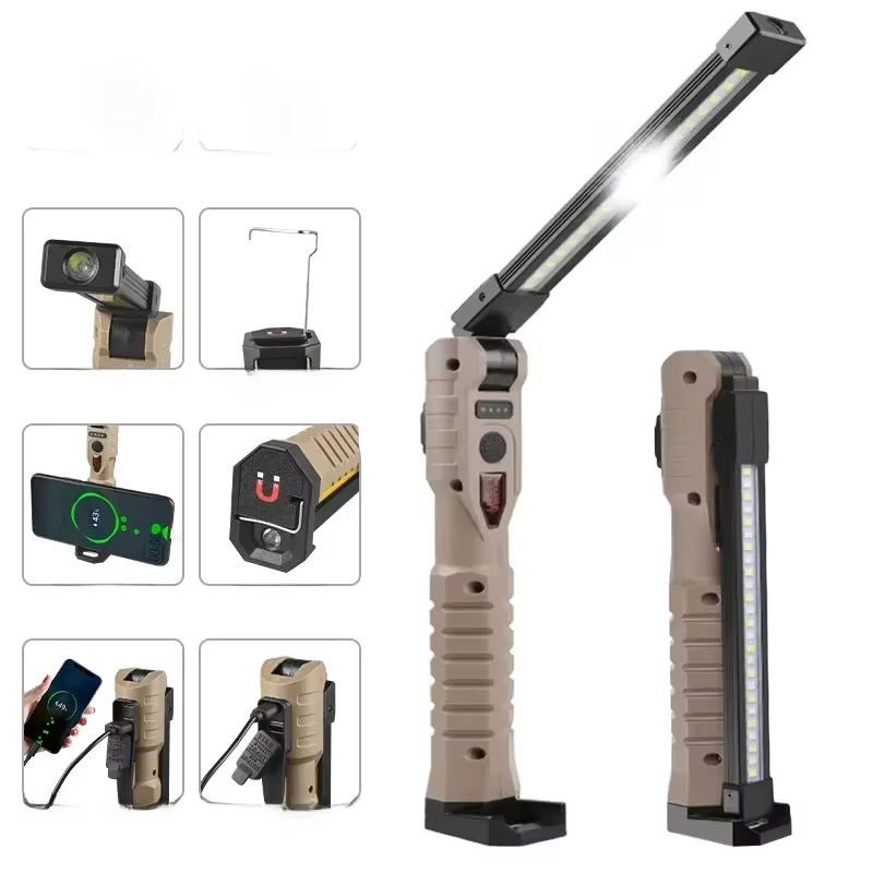 KDULIT Multifunktions LED-Faltflutlicht mit magnetischem COB-Arbeitslicht, wiederaufladbare Campinglampe in Schwarz - Bild 7