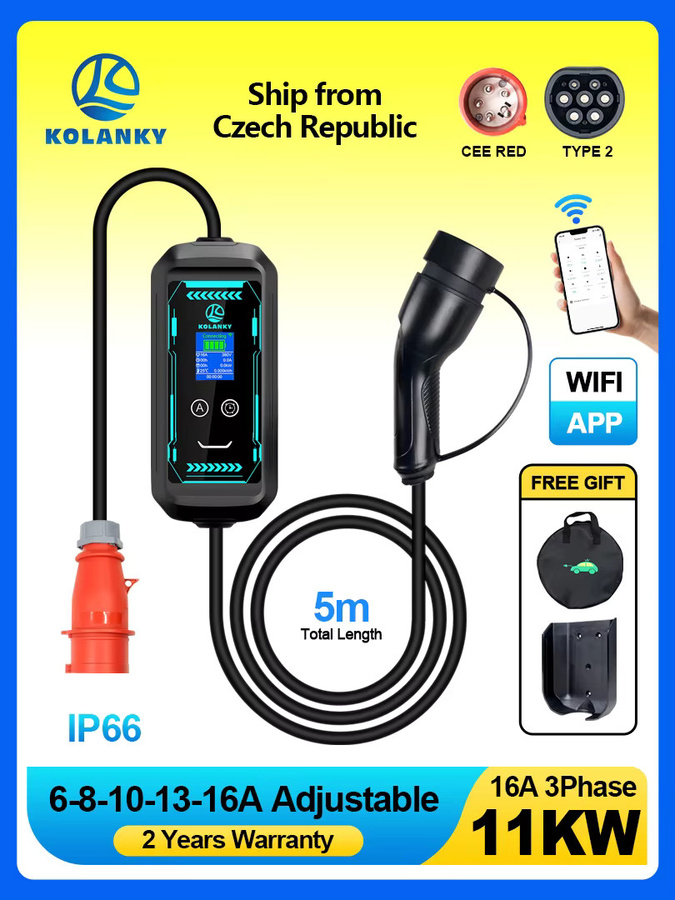 Kolanky EV-Ladegerät Wallbox Typ 2 mit 11 kW und 16 A, WLAN und Tuya App Steuerung, Schwarz, 5 m Kabel - Bild 7