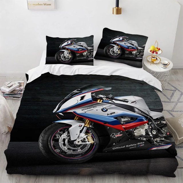 Binchi Outdoor Product Bettwäsche-Set Motocross 3D Design mit Bettbezug und Kissenbezug, Mehrfarbig, B/H: 135 x 200 cm - Bild 1