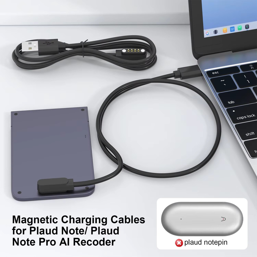 RGEE Ladekabel für PLAUD Note AI Sprachrekorder, USB-A auf USB-C, Schwarz, 1 m - Bild 2