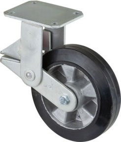 BS Gefederte Schwerlastrolle T110.B80.200 aus Aluminium in Schwarz und Silber mit Schraubbefestigung - Bild 1