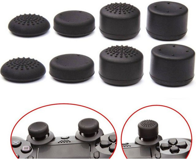 8 Stück Silikon Thumb-Stick Grip Caps in Schwarz für PS5, PS4, PS3 und Xbox 360 Controller von KOMIER - Bild 1