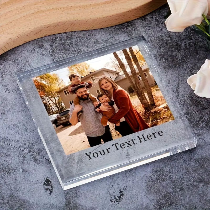 Personalisierter Bohemian 2D Flacher Acryl-Fotoblock Hello Young mit individuellem Text und Buchstaben, Dekoration in Weiß und Transparent, B/T/H: 13,0 x 13,0 x 1,0 cm - Bild 3
