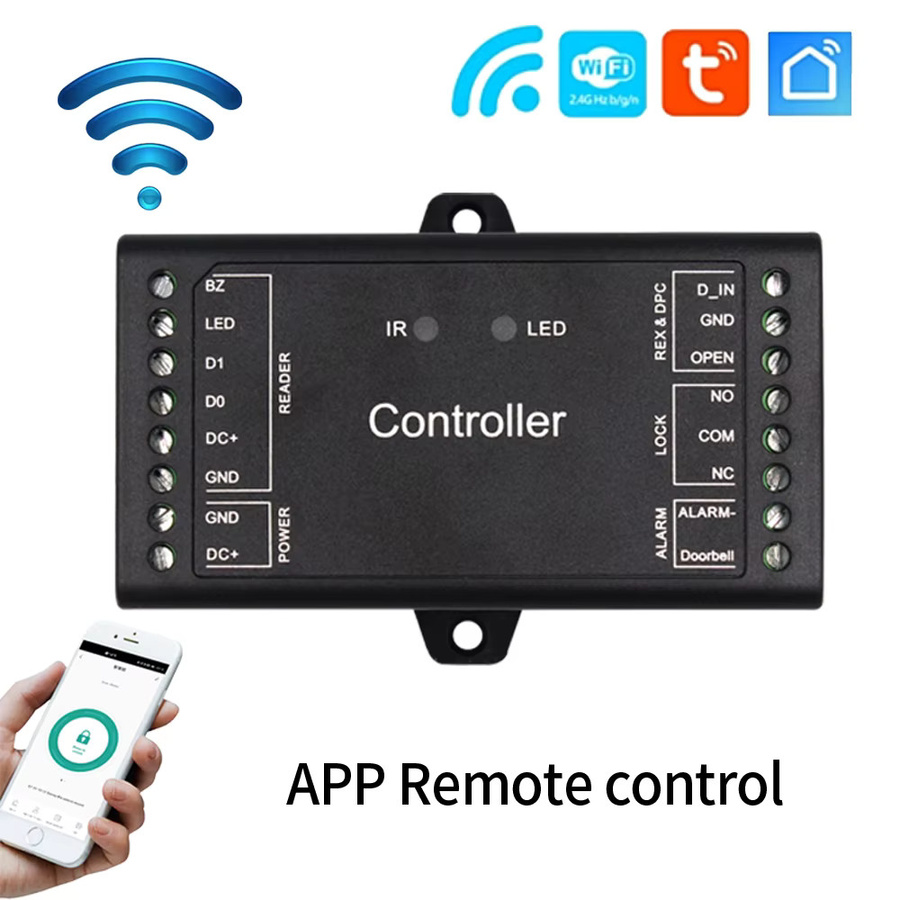 LUCKING DOOR Smart Hub Mini Zugangskontroll-Controller mit Tuya WLAN 4G 5G Fernbedienung, Wiegand 26-44 Bit, 1000 Benutzer, Schwarz - Bild 2