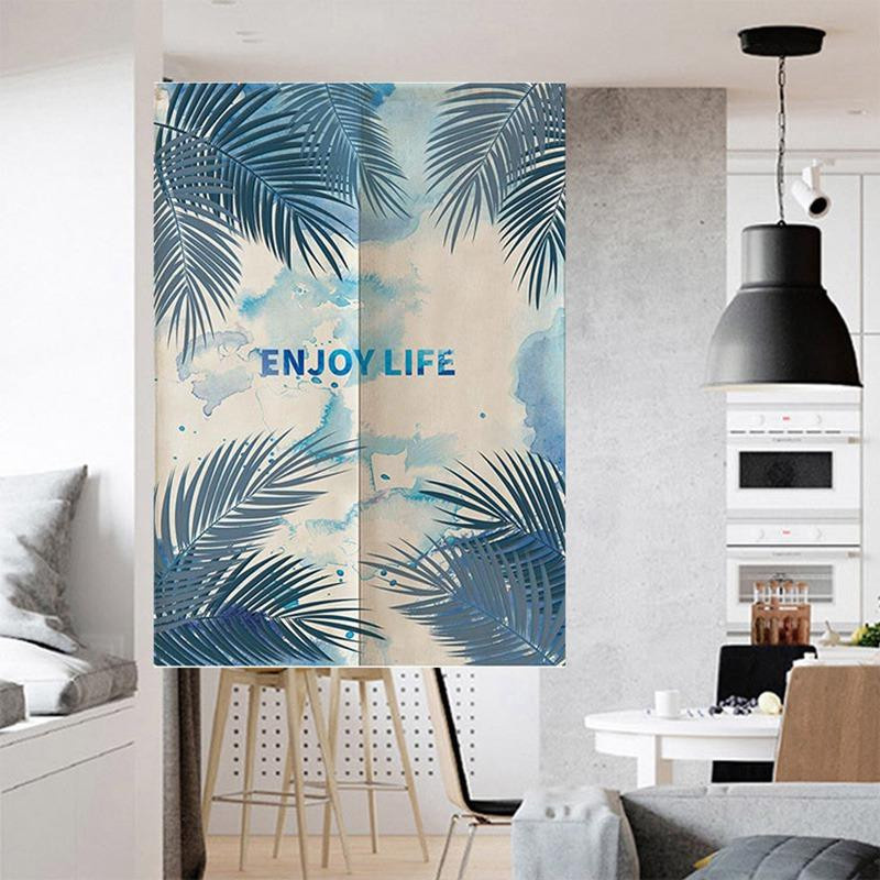 Tropischer Palmen-Türvorhang aus weichem Polyester in Lichtgrau, B/H: 65 x 90 cm - Bild 2
