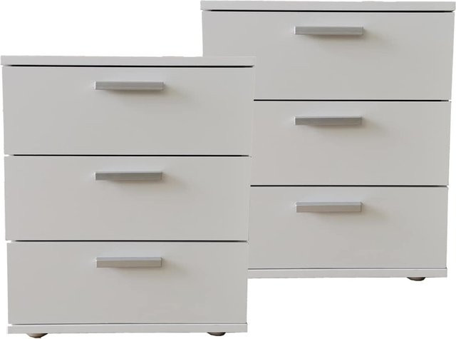 HTI-Living Nachtkommode Nina mit 3 Schubladen in Weiß, 2er-Set - Bild 1
