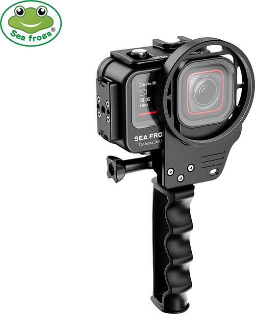 Seafrogs Aluminium Wasserdichtes Gehäuse mit Filterrahmen und Griff für Insta360 Ace Pro 2, GoPro 9-13 und DJI Action 3/4/5/6 in Schwarz - Bild 1