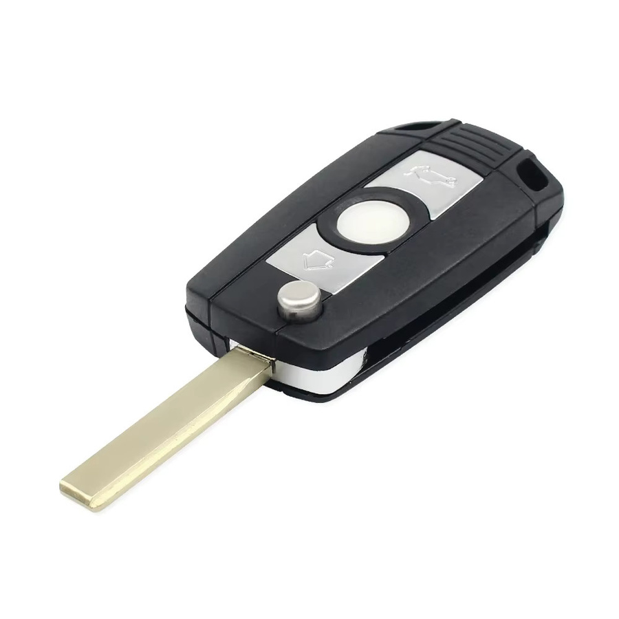 KEYYOU Modifizierte Fernbedienung Flip Schlüssel Shell mit 3 Tasten für BMW E46 E36 E38 E39 E83 E53 Z3 Z4 X3 X5 325i 3 5 7 Serie, Farbe: Schwarz - Bild 2