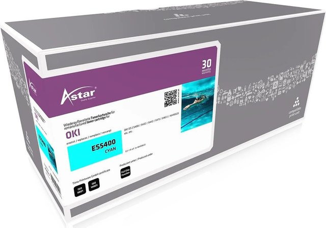 ASTAR Toner Cartridge Cyan für OKI ES5400, Refurbished, 6000 Seiten - Bild 1