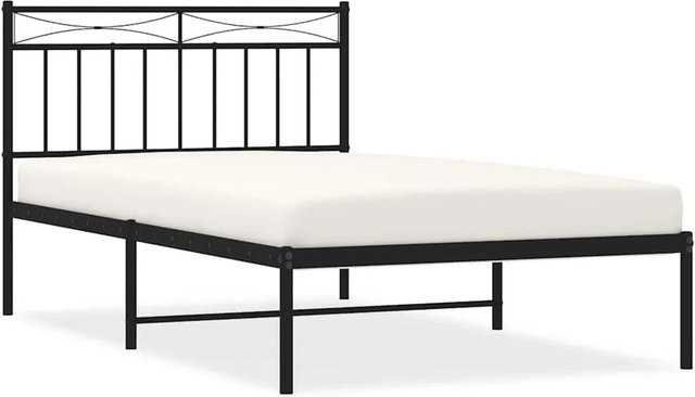 vidaXL Bettgestell aus Metall mit Kopfteil in Schwarz, B/T: 100 x 200 cm - Bild 1