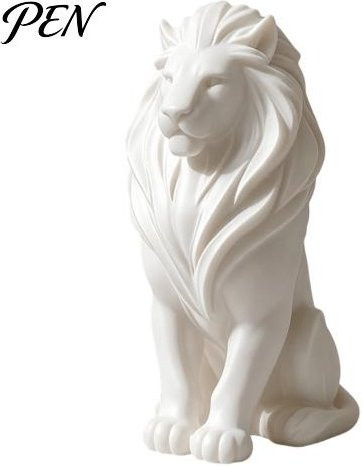 Wangmingyuan Paar Löwenfiguren als 3D-gedruckte Skulptur in Weiß und Schwarz, minimalistische Tierstatue mit strukturierter Mähne zur Schreibtischdekoration - Bild 1