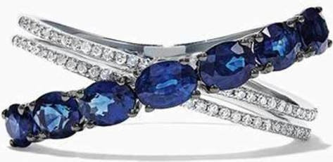 Wucifang Jewelry Ring, Blau, Kristall, Zirkonia, Silber, Kupfer, Damen - Bild 1