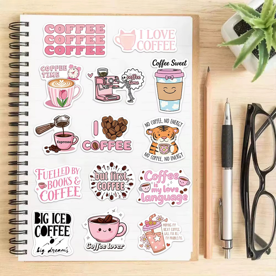 50 Stück Lustige Kaffee Cartoon Graffiti Aufkleber in Multicolour für Notebook, Wasserflaschen und Gepäck - Bild 3