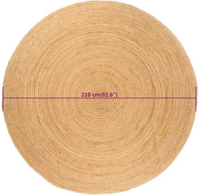 vidaXL Juteteppich rund, beige, Durchmesser: 210 cm - Bild 1