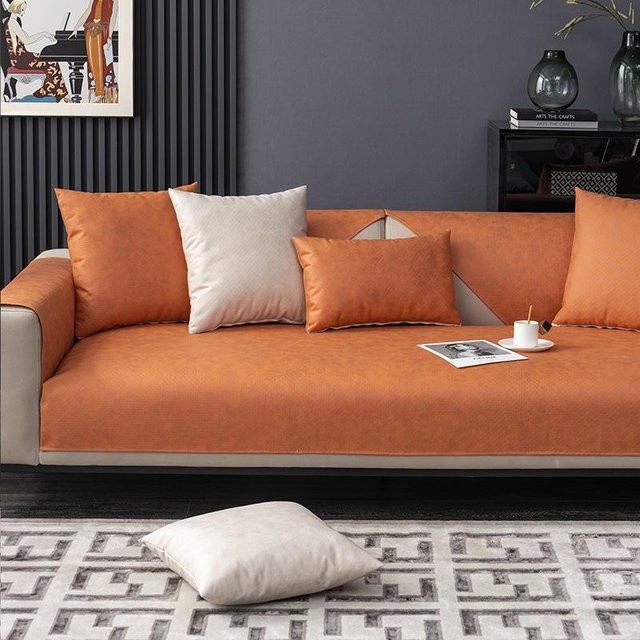 Wasserdichter Sofabezug von Your Warm Home in Orange, rutschfester und kratzfester Wohnzimmer-Sofabezug aus Polyester, B/H: 50 x 70 cm - Bild 1