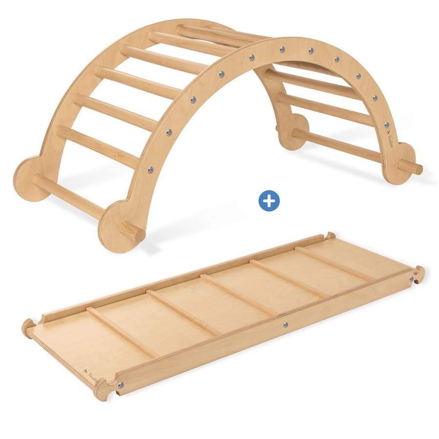 Pinolino Kletter-Set Kari, 2-tlg. Set, Kletterbogen/Wippe & Kletterbrett, Natur - Bild 1