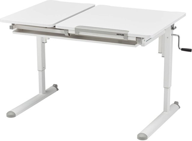 KETTLER Kinderschreibtisch in Weiß mit höhenverstellbarer Tischplatte und Kurbelmechanismus, B/H/T: 110 x 72 x 54 cm - Bild 1
