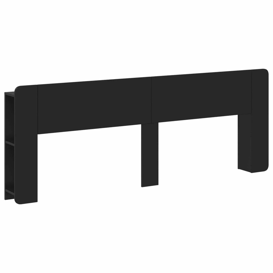 vidaXL Kopfteil mit Schrank und Speicherfunktion in Schwarz aus Holzwerkstoff, B/H/T: 185,0 x 80,0 x 18,5 cm - Bild 2
