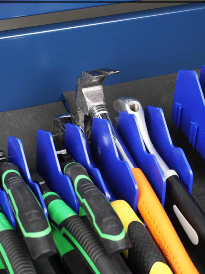 Zangen-Organizer-Box mit 10 Fächern aus Kunststoff für Werkzeug und Handwerkzeuge, Blau und Grün, B/T/H: 25,4 x 6,6 x 6,6 cm - Bild 6