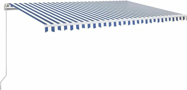 Manuelle Markise von furnicato in Blau und Weiß aus Aluminium und Polyestergewebe, B: 500 cm, T: 350 cm - Bild 1