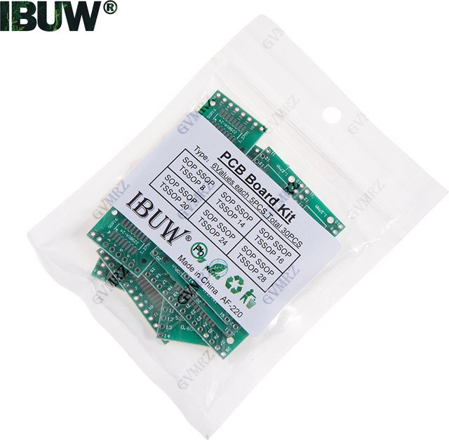 30er Set PCB Adapter Board Kit für SOP SSOP TSSOP ICs in Grün für DIY Elektronikprojekte - Bild 1