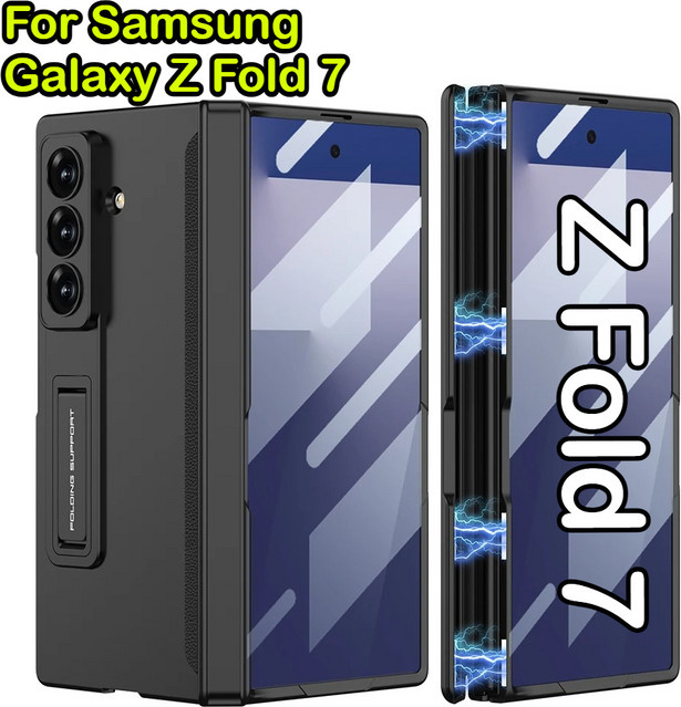 Samsung Schutzhülle für Samsung Galaxy Z Fold 7 mit magnetischem Scharnier, Bildschirmglas und matter Standabdeckung in Schwarz oder Grün - Bild 1